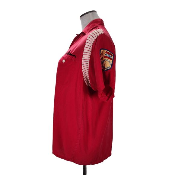 Vintage 50s Rayon Chain Stitch Bowling Shirt Size M Red Dean JCC Men's Club - Picture 4 of 13